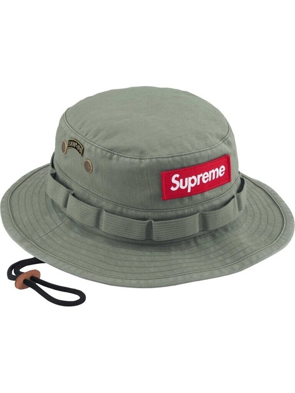 NEW Supreme Military Boonie Olive Bucket Hat Red Box Logo FW24 W/ Enamel Pin